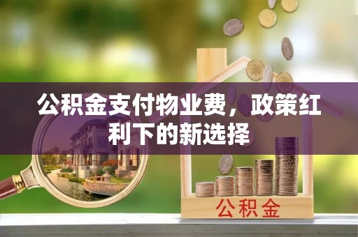 桐乡公积金支付物业费，政策红利下的新选择