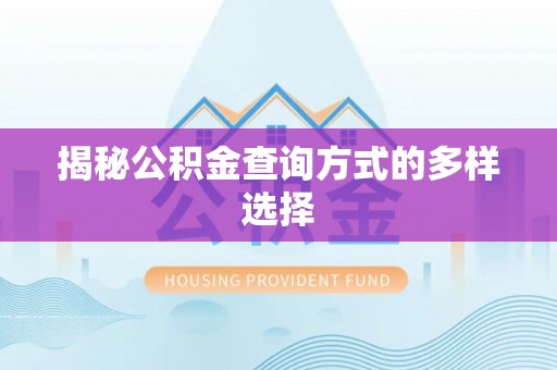 桐乡揭秘公积金查询方式的多样选择